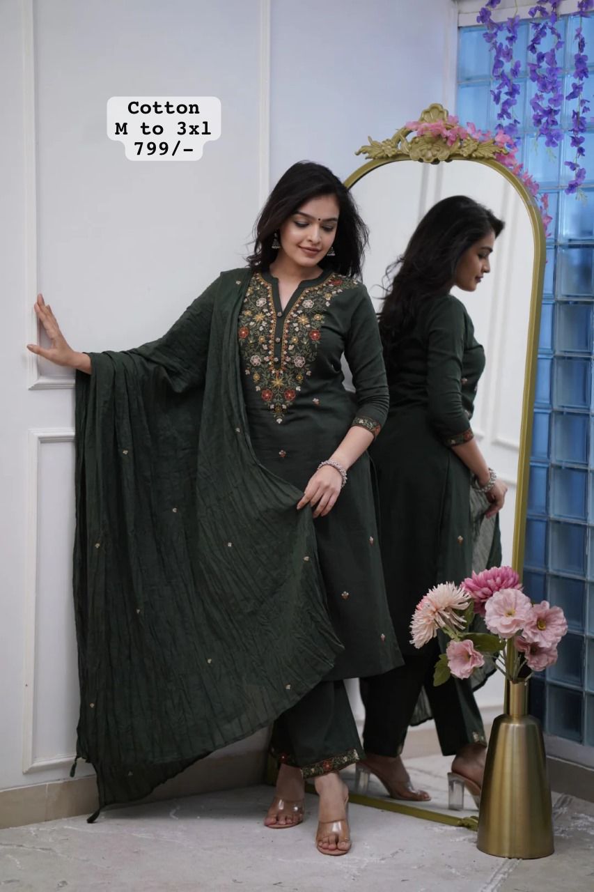 Roman cotton with beautiful Multi-colored embroidery,touch of khatli