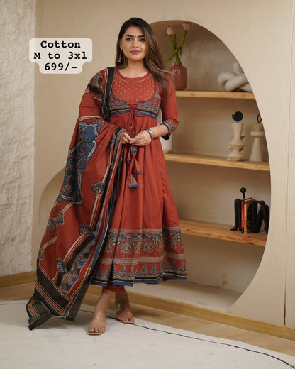 Roman cotton with beautiful Multi-colored embroidery,touch of khatli